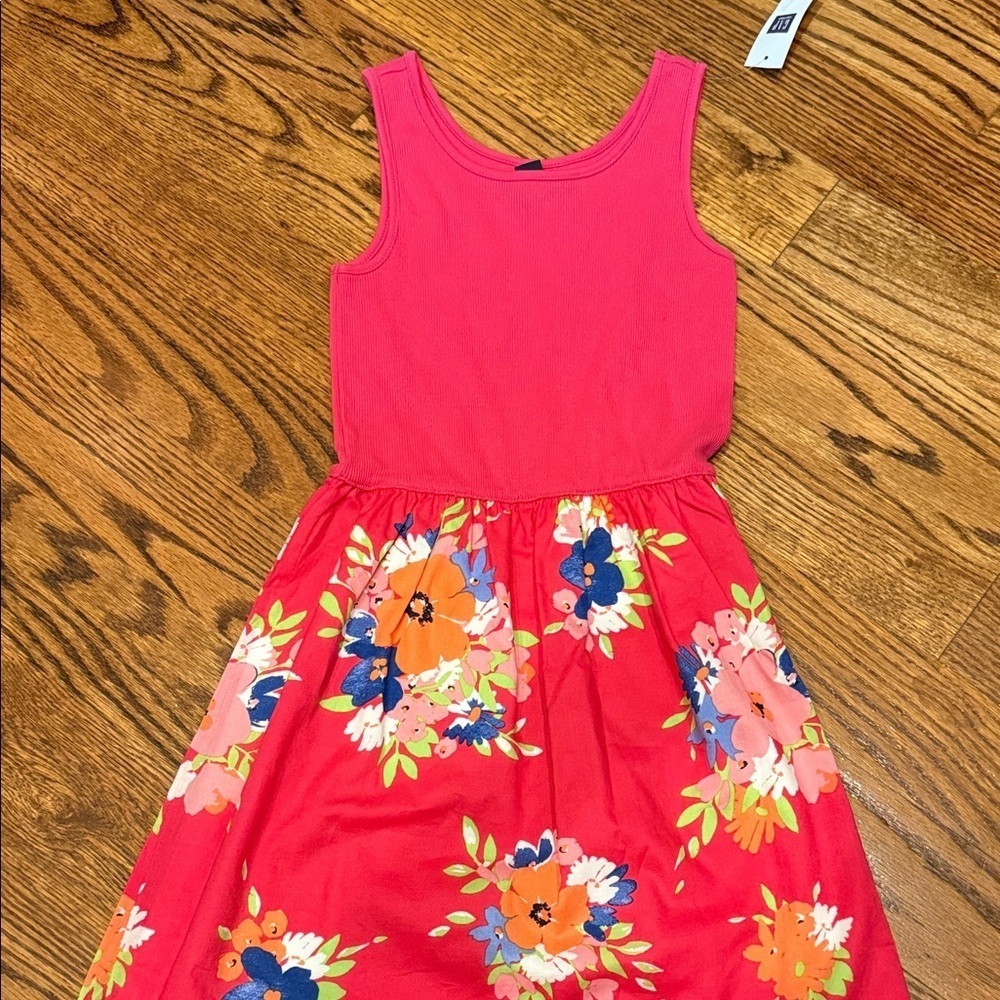 Gap kids girls pink floral tank dress size medium (8-9) NWT